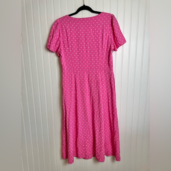Draper James Pink Polka Dot Button Front Midi Dress Short Sleeve O16 - Picture 6 of 6